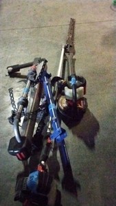 bike mount, leaf blower, hedge trimmer