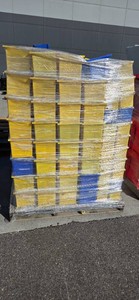 Pallet of Assorted Plastic Parts Storage Bins - Mostly Yellow & Blue