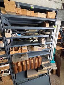 Industrial Electrical Parts, Hardware, Books & Steel Shelving Mixed Lot
