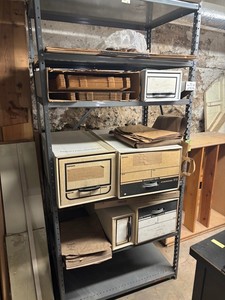 Metal Storage Shelving With Cardboard Boxes