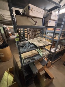 Industrial Shelving Unit With Vintage Keyboards & Electronics Mixed Lot