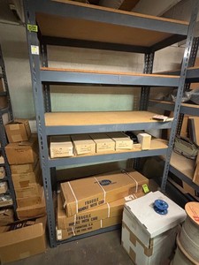 Industrial Steel Shelving Unit With Empty Plastic Spools - 4 X 2 X 7