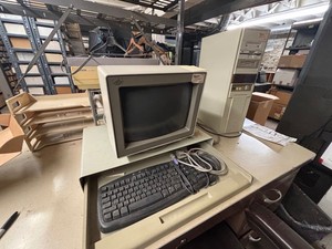 Vintage IBM CRT Computer Setup & Epson LG-950 Projector Mixed Lot