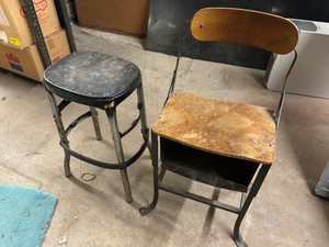 Metal Stool & Wood-Seat Chair Mixed Lot