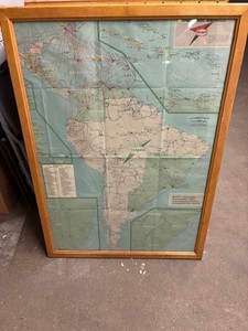 Framed Texaco International Airline Routes Map