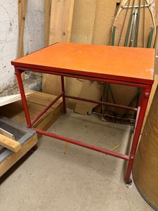 Rolling Wood-Top Tubular Steel Work Table