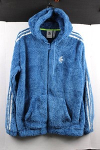 Adidas Originals Blue Sherpa Fleece Full-Zip Hoodie Mens M