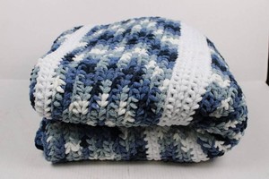 Textured Blue, White & Gray Throw Blanket - 52 X 70