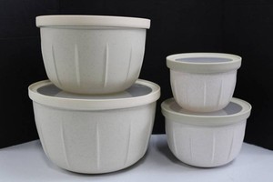 White Speckled Nesting Food Storage Bowls With Lids - 4pc Set