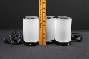 Modern Cylindrical Table Lamps With Chrome Trim (Lot of 3)