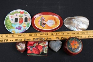 Vintage Trinket Boxes, Coca-Cola Tins & Shell Mixed Lot - 7pc