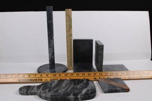 5pc Dark Veined Stone Decor & Bookend Mixed Lot