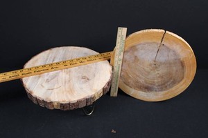 Threshold Acacia Wood Platter & Wood Slice Stand Mixed Lot