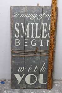 Rustic Distressed Wood Wall Sign - So Many Smiles - 24 X 28 in