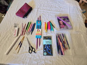 Lot of Crochet Hooks and Knitting Supplies