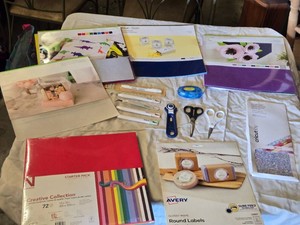 Lot of Cricut Craft Supplies and Tools Including Felt, Cardstock, and Cricut Craft Tools