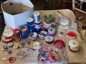 Lot of Assorted Craft Ribbons and Accessories