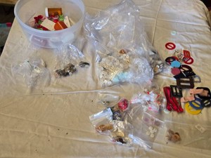 Lot of Sewing Items including Assorted Buttons, Buckles