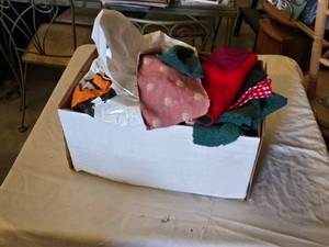 Box of Assorted Fabric Squares for Quilting