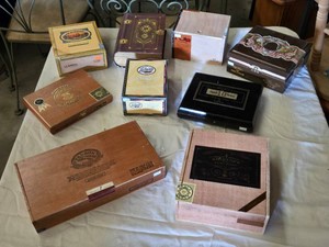 Lot of Assorted Empty Cigar Boxes including Padr�n, Kristoff, and Tatiana