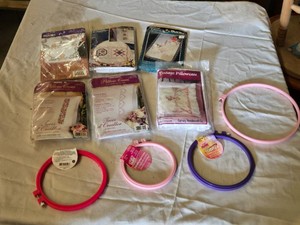 Various Embroidery Kits and Hoops
