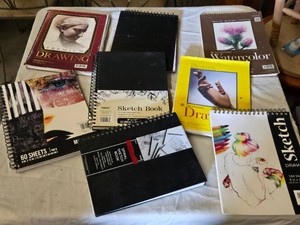 Art Supply Sketchbooks including Strathmore Watercolor Paper and Various Sketch Pads - Many around 12 used