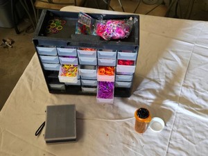 Rubber Band Organizer with Assorted Bands and Containers