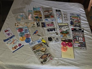 Lot of Scrapbooking Supplies Including Themed Stickers and Embellishments