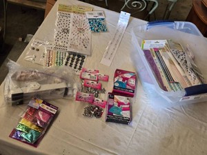 Craft Supplies including Gem Stickers, Fashion Decorator Refills, and Foil Confetti