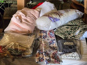 Lot of Craft Supplies with Various Fabrics and Materials