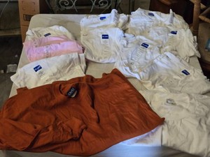 Lot of Gildan Youth T-Shirts in Various Sizes and Colors including White and Pink