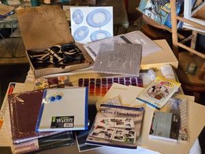 Creative Memories Crafting Supplies Lot including Cutting Templates, Dry Erase Board, and Class Handouts