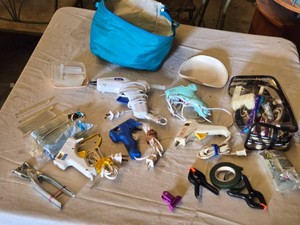 Lot of Hot Glue Guns and Craft Supplies, Including AdTech Models and Accessories