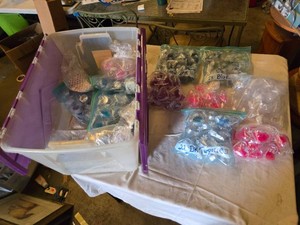 Lot of Plastic Heart-Shaped Containers with Beads