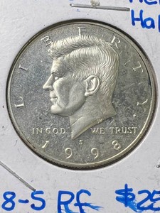 1998-S US PROOF SILVER KENNEDY HALF DOLLAR