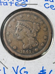 1841 US BRAIDED HAIR LARGE CENT