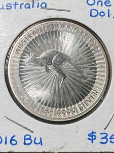 2016 AUSTRALIAN KANGAROO 1 TROY OZ .9999 FINE SILVER