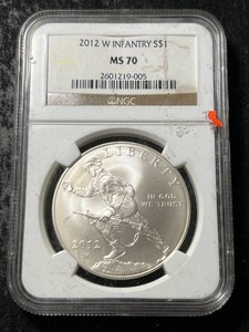 2012-W US INFANTRY COMMEM SILVER DOLLAR NGC MS70