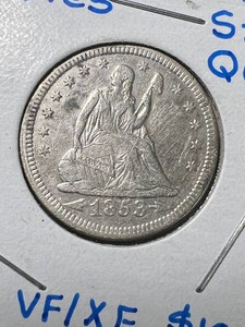 1853 WARROWS US SEATED LIBERTY QUARTER