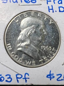 1963 US PROOF FRANKLIN HALF DOLLAR