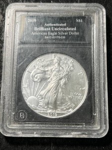 2019 AMERICAN SILVER EAGLE 1 TROY OZ .999 FINE SILVER SLABBED BU