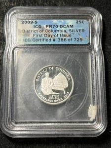 2009-S US PROOF SILVER DC QUARTER ICG PR70 DCAM
