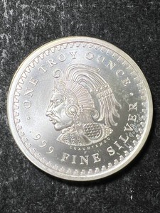 1 TROY OZ .999 FINE SILVER AZTEC ROUND