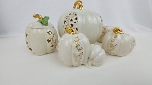 6B - Pumpkin Votive Holders - Lenox Pierced Pumpkin Set (Lot of 5)