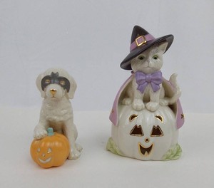 6B - Halloween Figurines - Lenox Hocus Pocus Cat & Dog Mixed Lot