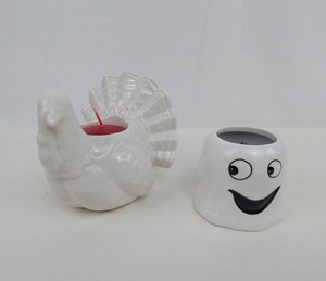 6B - Candle Holders - Yankee Candle Turkey & Ghost 2pc