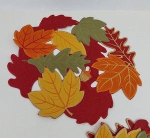 6B - Fall Leaf Placemats - Embroidered Autumn Table Mats (Lot of 11)