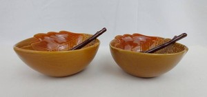 Leaf Bowl Set - Hallmark Ceramic Bowls With Spoons (Lot of 2)