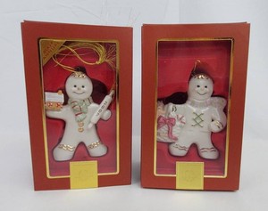 Christmas Ornaments - Lenox Gingerbread-Style Decorations (Lot of 2)