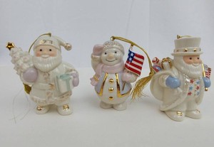Christmas Ornaments - Lenox Santa & Snowmen (Lot of 3)